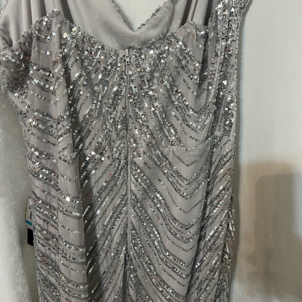 B Darlin Silver Sequin Maxi Dress - Picture 6 of 7